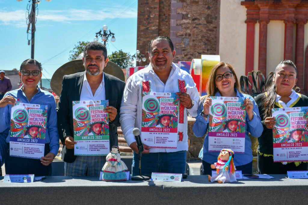 Presidente René Mejía y la UAQ presentan el segundo festival de cultura indígena Amealco 2023.
